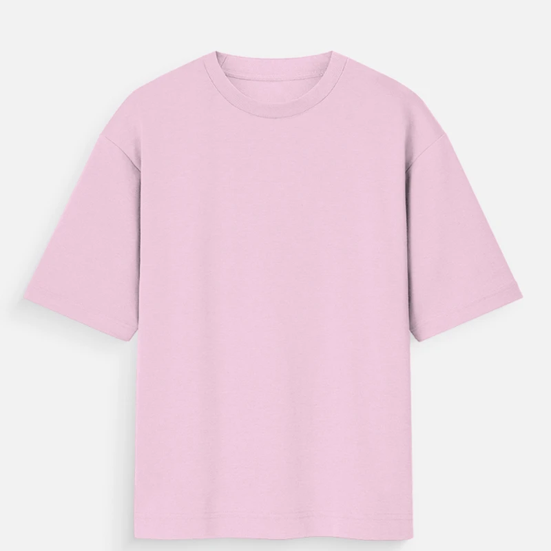 Light Baby Pink 180 GSM Plain Oversized Round Neck T-Shirt - Unisex