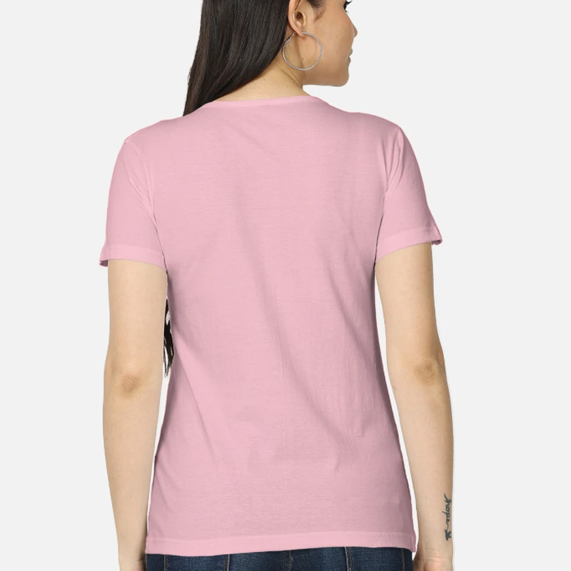 Light Baby Pink Plain Women Round Neck T-shirt product image