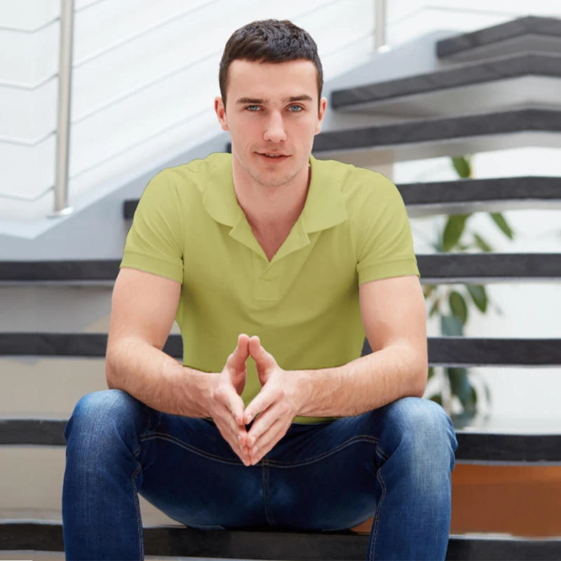 Lime Green Plain Collar Polo T-shirt - 100% Cotton Unisex - 260 GSM product image