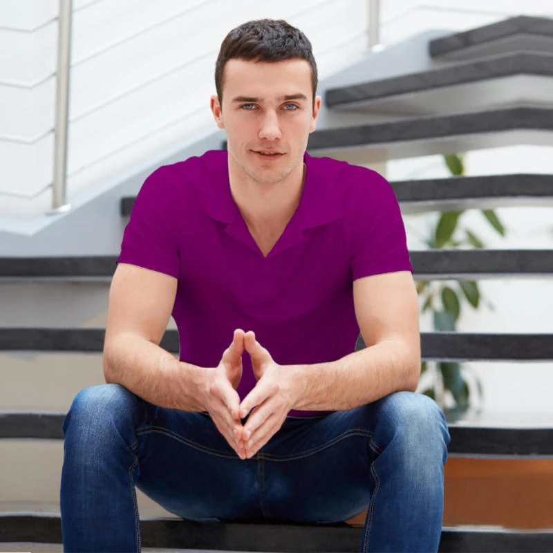 Magenta Plain Collar Polo T-shirt - 100% Cotton Unisex - 260 GSM product image