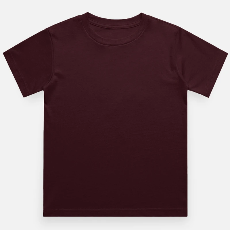 Maroon Plain Kids Round Neck T-shirt – Unisex: Suitable for Boys & Girls