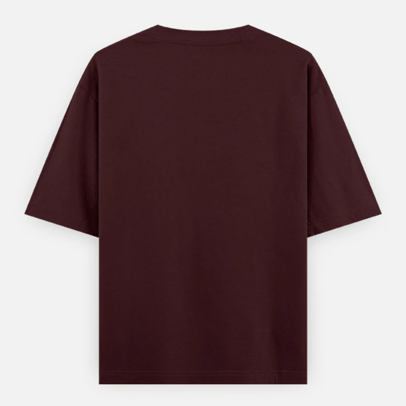 Maroon Plain Oversized Round Neck T-Shirt product image