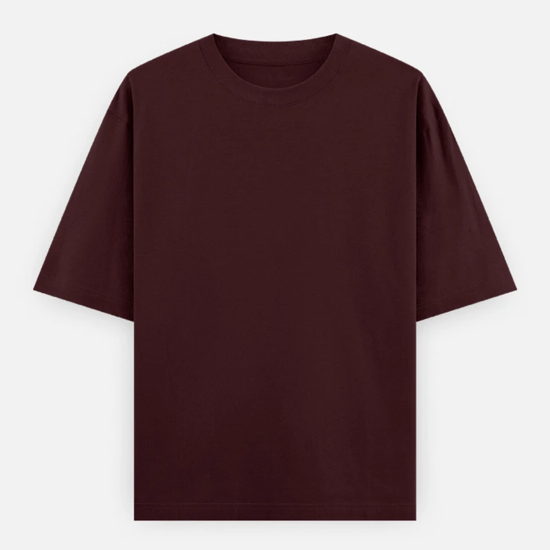 Maroon Plain Oversized Round Neck T-Shirt - 240 GSM Unisex