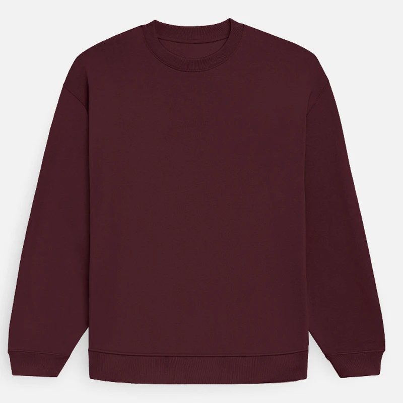 Maroon Plain Oversized Sweatshirt - Unisex Heavyweight 400 GSM Drop Shoulder