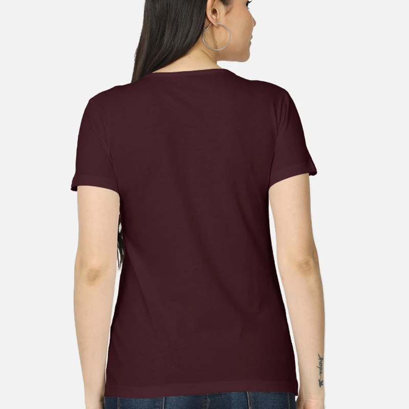 Maroon Plain Women Round Neck T-shirt product image