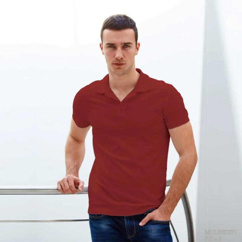Mulberry Plain Collar Polo T-shirt - 100% Cotton Unisex - 260 GSM