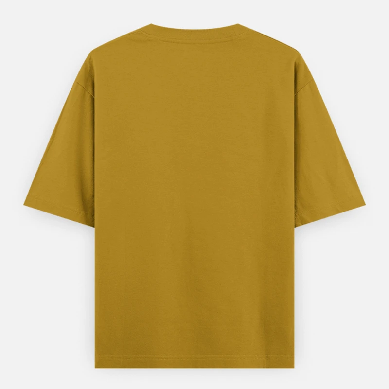 Mustard Yellow Plain Oversized Round Neck T-Shirt product image