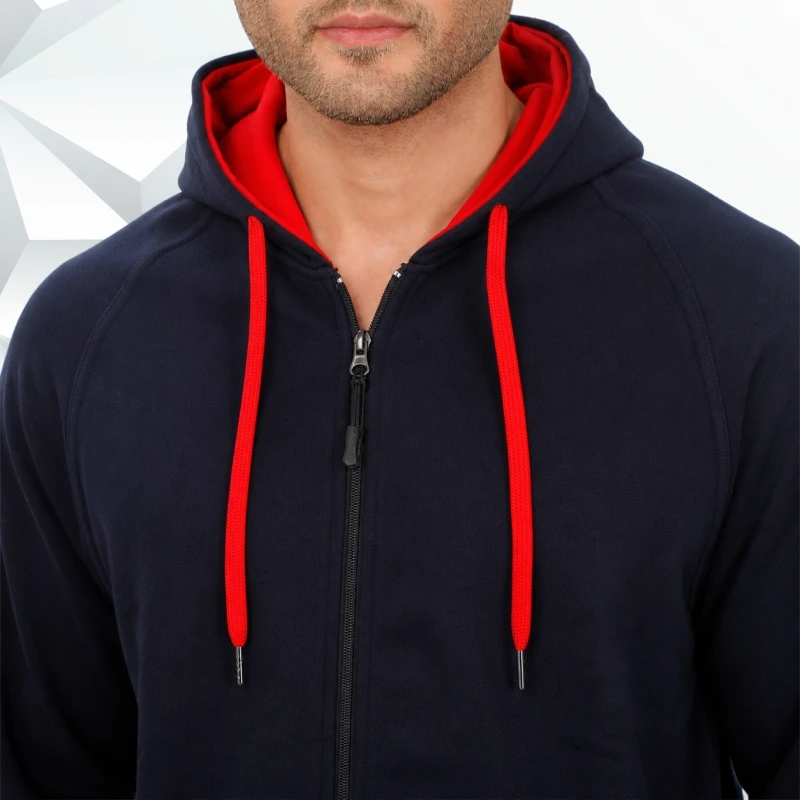 Navy And Red Plain Zip Hoodie product image