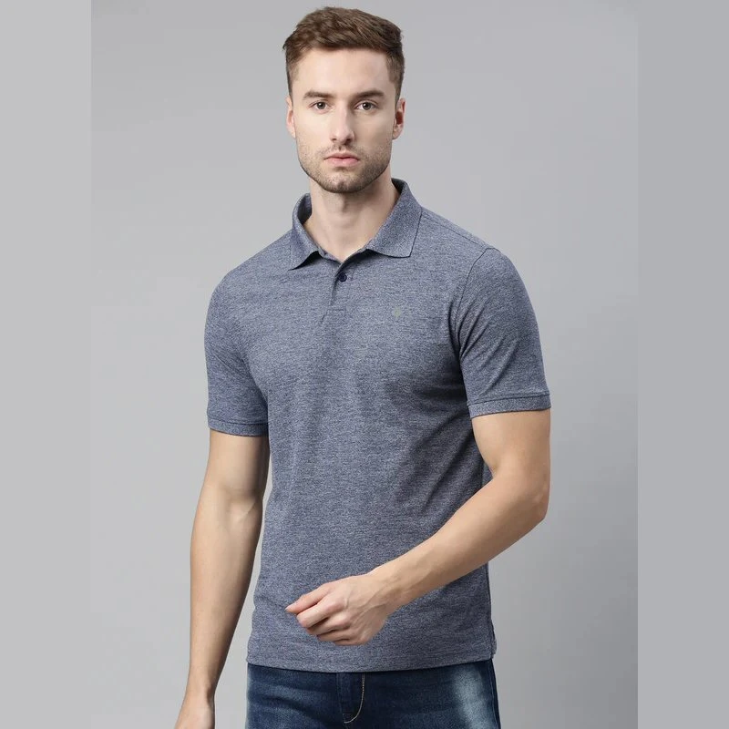 Navy Melange Plain Mars Dry Fit Collar Polo T-shirt