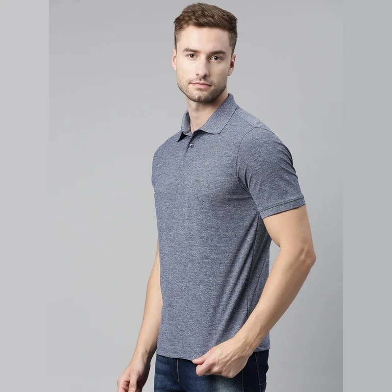 Navy Melange Plain Mars Dry Fit Collar Polo T-shirt product image