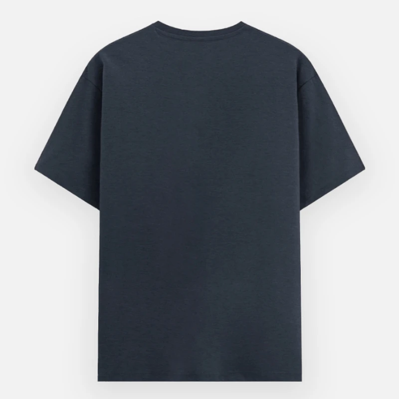 Navy Melange Plain Poly Cotton Round Neck T-shirt product image