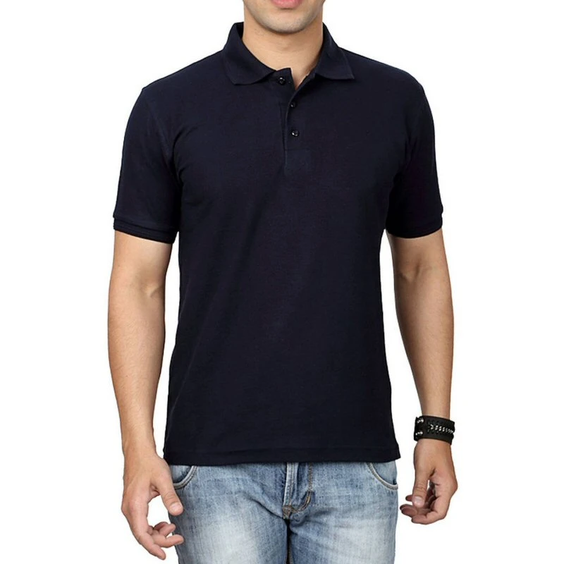 Navy Plain Collar Polo T-shirt - 100% Cotton Unisex - 280 GSM