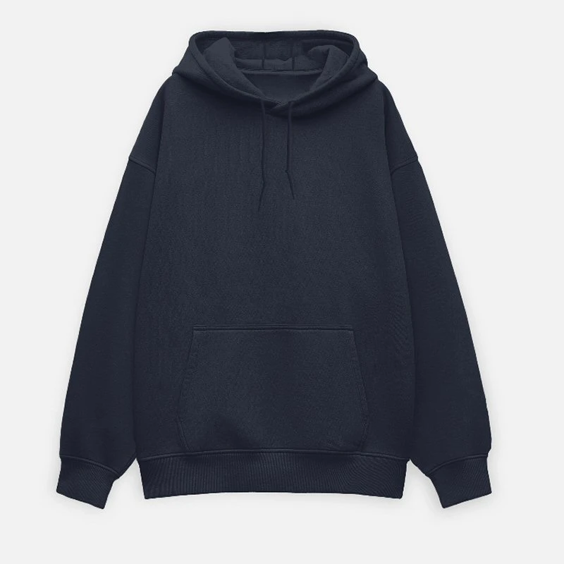 Navy Plain Oversized Hoodie - Unisex Heavyweight 400 GSM Drop Shoulder