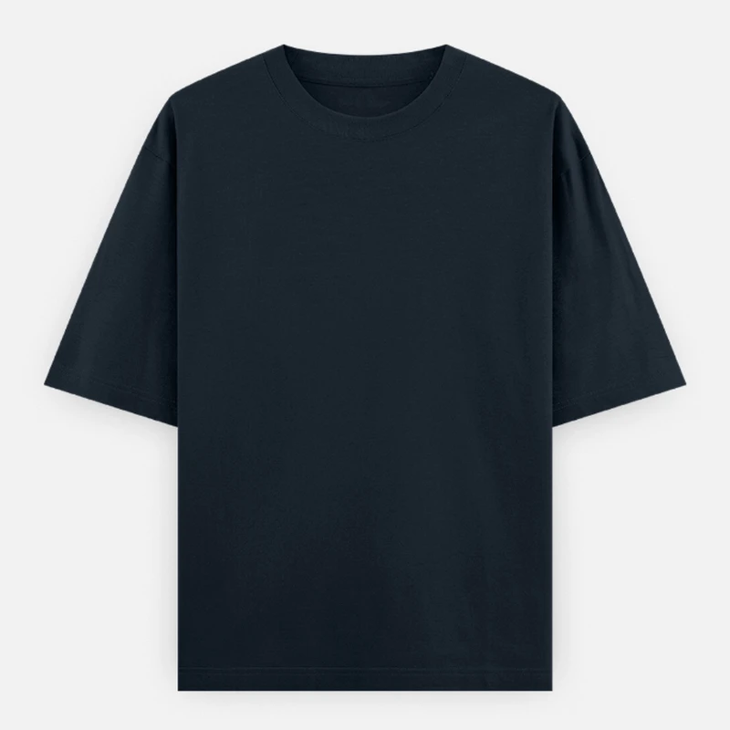 Navy Plain Oversized Round Neck T-Shirt - 240 GSM Unisex