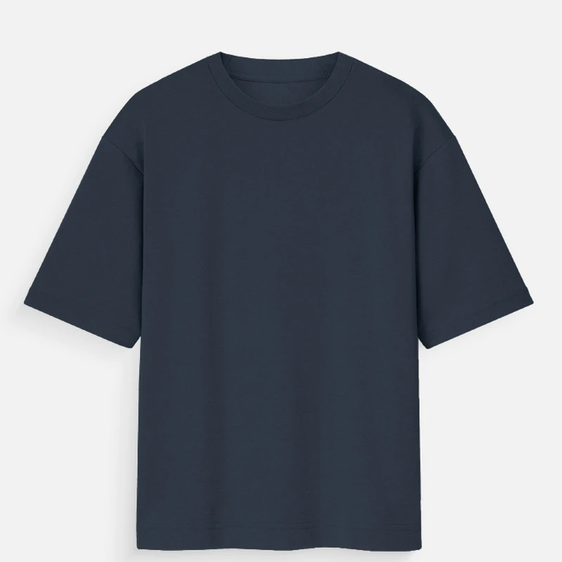 Navy 180 GSM Plain Oversized Round Neck T-Shirt - Unisex