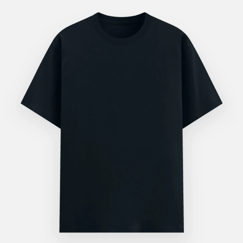 Navy Plain Poly Cotton Round Neck T-shirt - Unisex