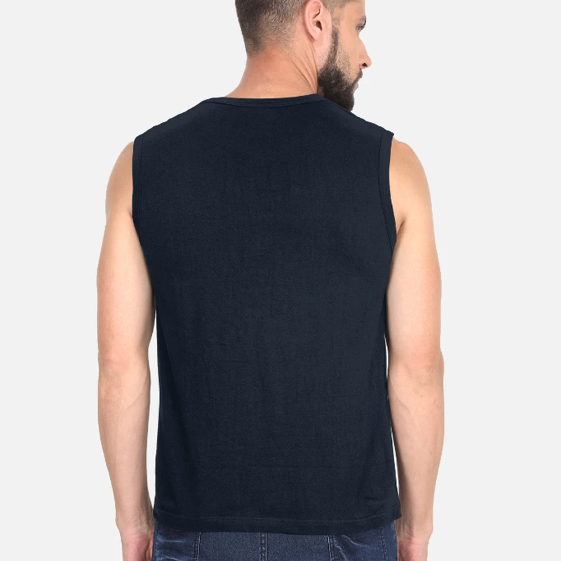 Navy Plain Sleeveless T-shirt product image