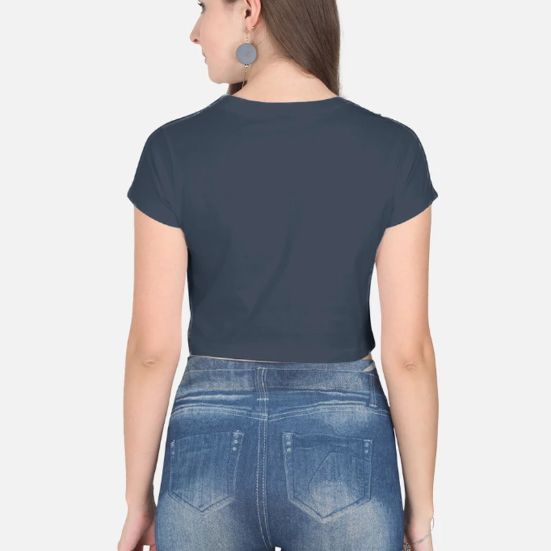 Navy Plain Women Crop Top product image