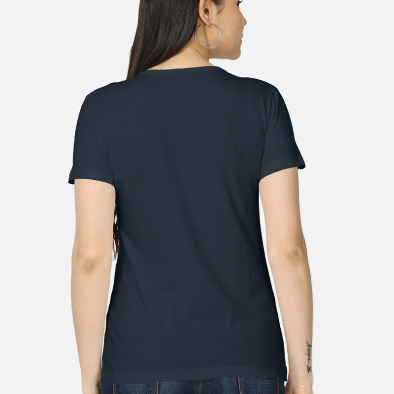 Navy Plain Women Round Neck T-shirt product image