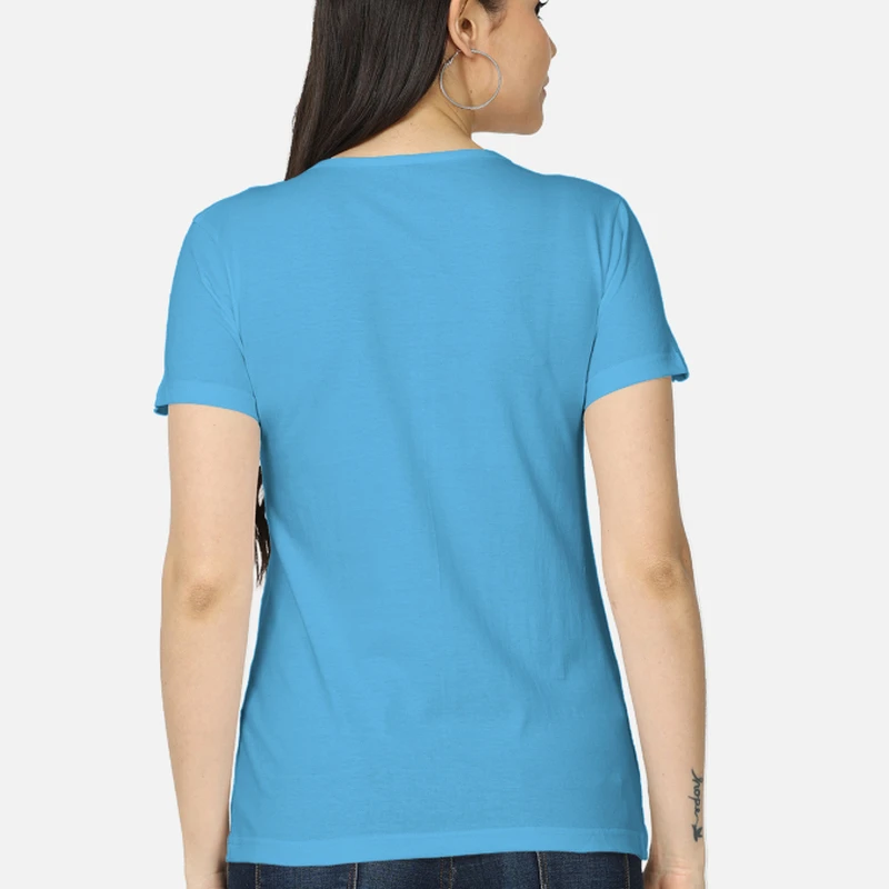 New Sky Blue Women Round Neck T-shirt product image