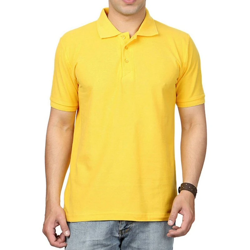 New Yellow Plain Collar Polo T-shirt - 100% Cotton Unisex - 200 GSM