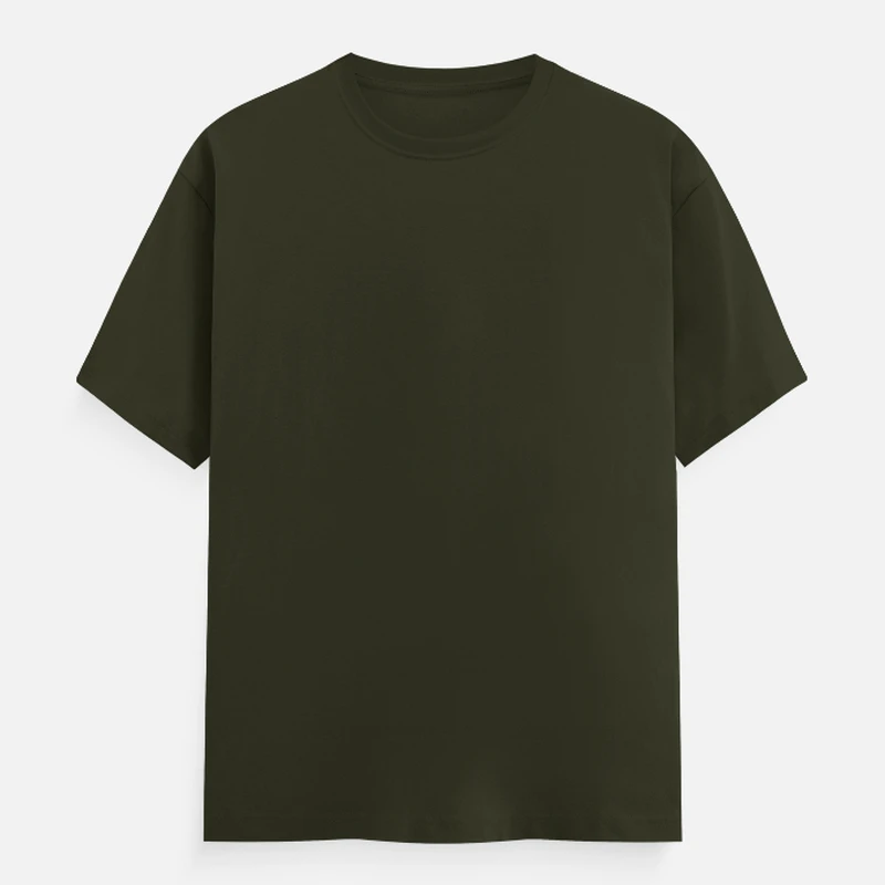 Olive Green Plain Round Neck T-shirt - Unisex Regular Fit