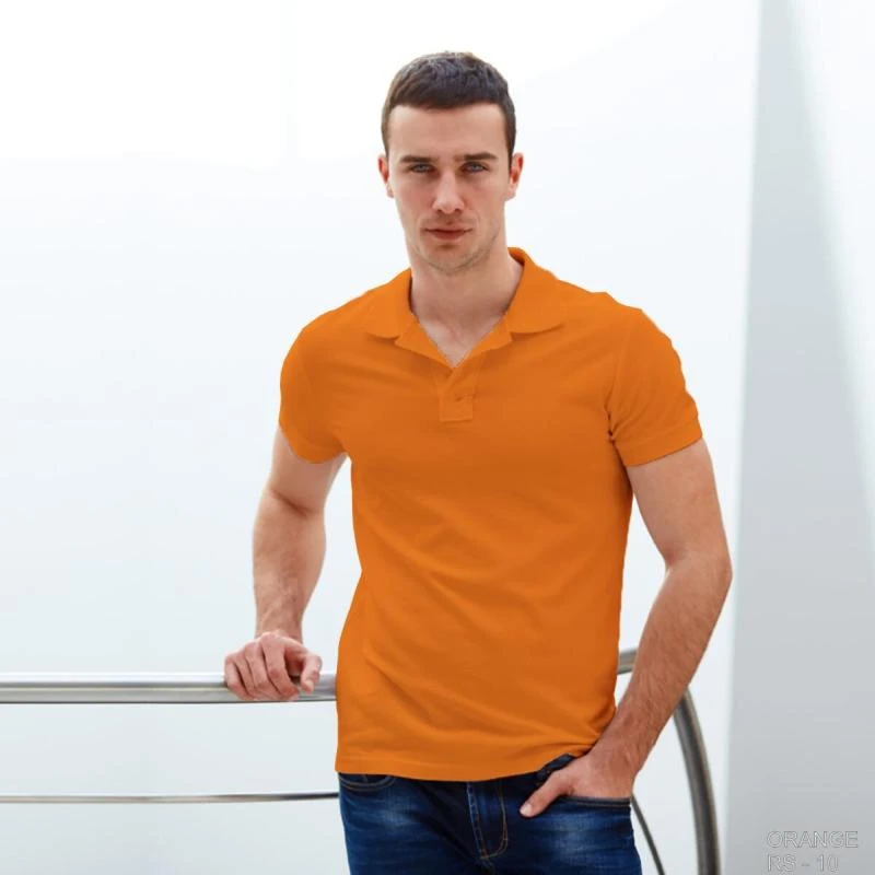 Orange Plain Collar Polo T-shirt - 100% Cotton Unisex - 260 GSM