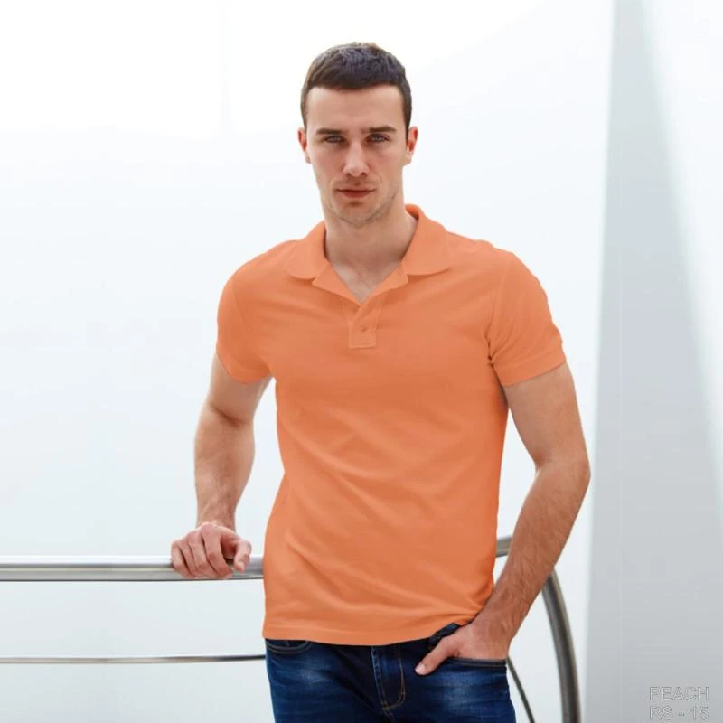 Peach Plain Collar Polo T-shirt - 100% Cotton Unisex - 260 GSM