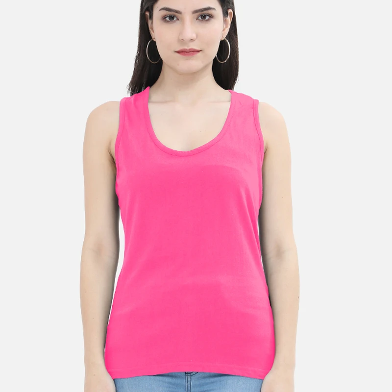 Pink Plain Women Tank Top