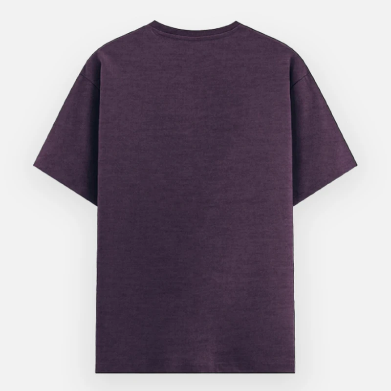 Purple Melange Plain Poly Cotton Round Neck T-shirt product image
