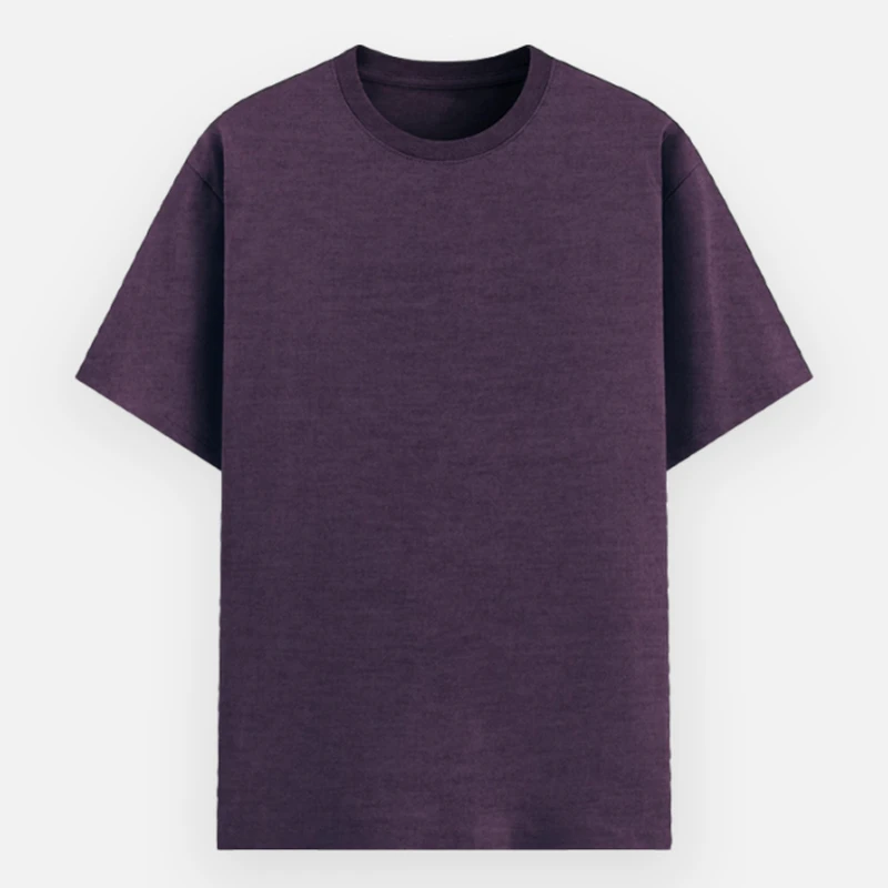 Purple Melange Plain Poly Cotton Round Neck T-shirt - Unisex
