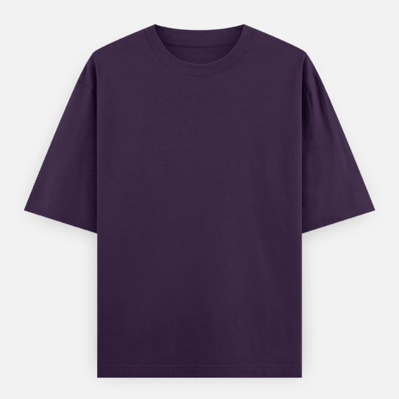 Purple Plain Oversized Round Neck T-Shirt - 240 GSM Unisex