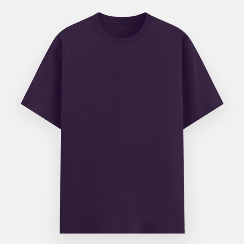Purple Plain Poly Cotton Round Neck T-shirt - Unisex