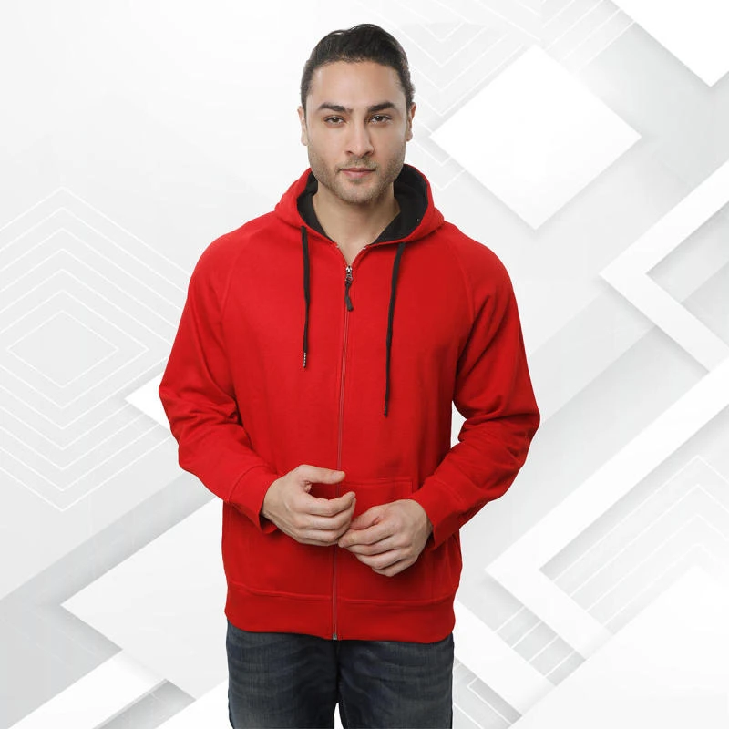 Red And Black Plain Zip Hoodie product image