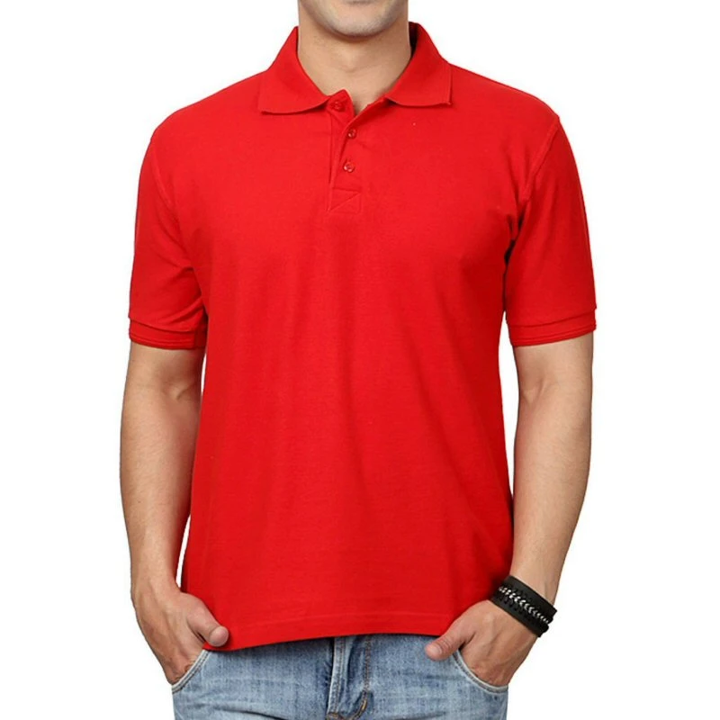 Red Plain Collar Polo T-shirt - 100% Cotton Unisex - 240 GSM