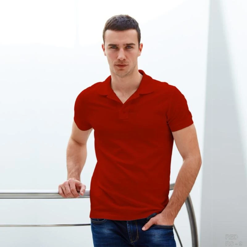 Red Plain Collar Polo T-shirt - 100% Cotton Unisex - 260 GSM