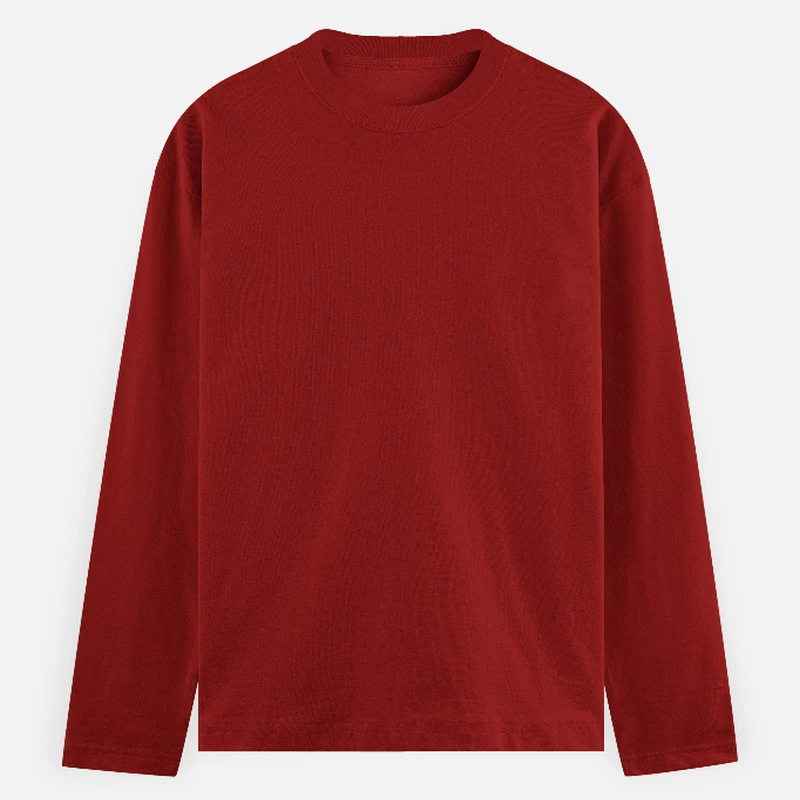 Red Plain Full Sleeve Round Neck T-shirt