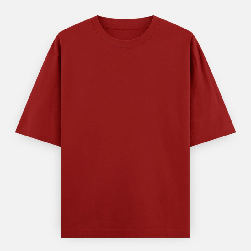 Red Plain Oversized Round Neck T-Shirt - 240 GSM Unisex