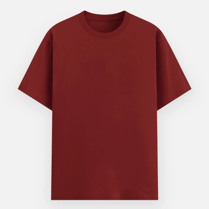 Red Plain Poly Cotton Round Neck T-shirt - Unisex