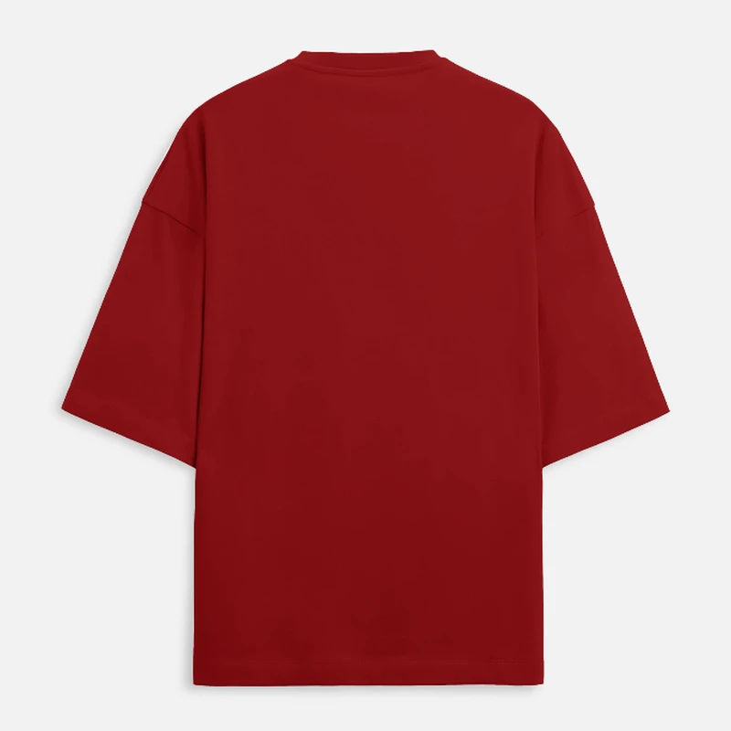 Red Plain Terry Boxy Oversized Round Neck T-Shirt product image