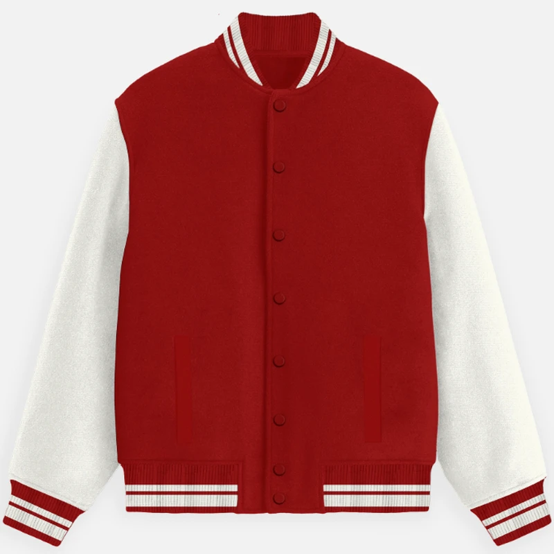 Red Plain Varsity Jacket - Unisex
