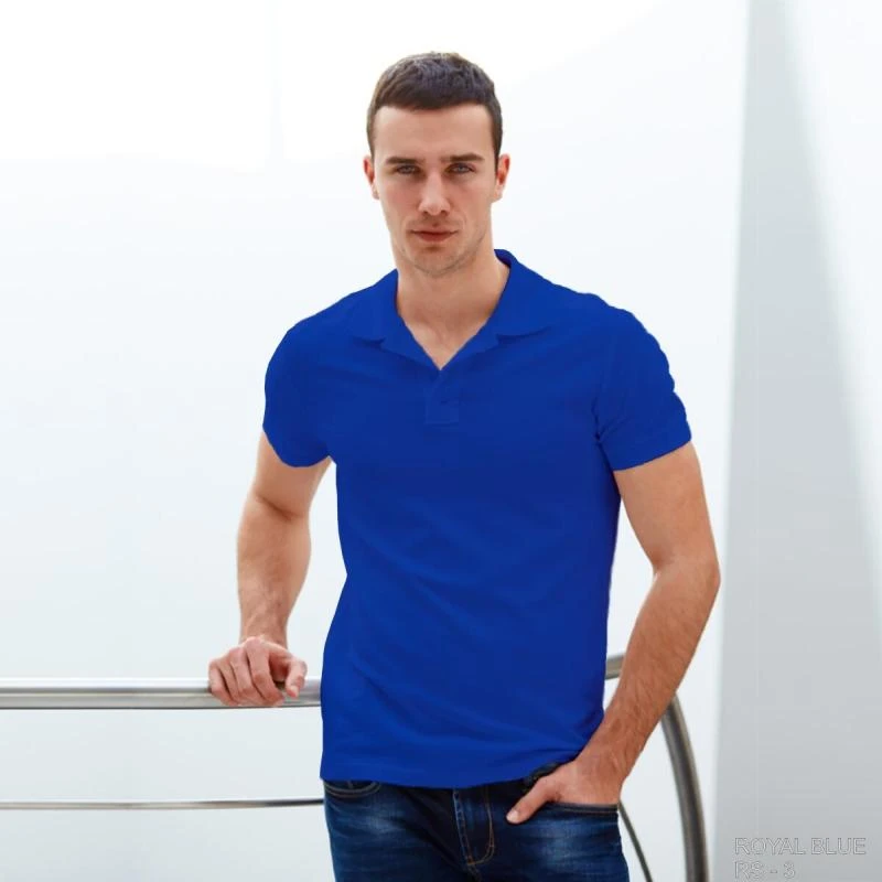Royal Blue Plain Collar Polo T-shirt - 100% Cotton Unisex - 260 GSM