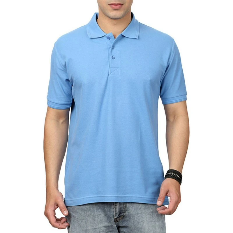 Sky Blue Plain Collar Polo T-shirt - 100% Cotton Unisex - 240 GSM
