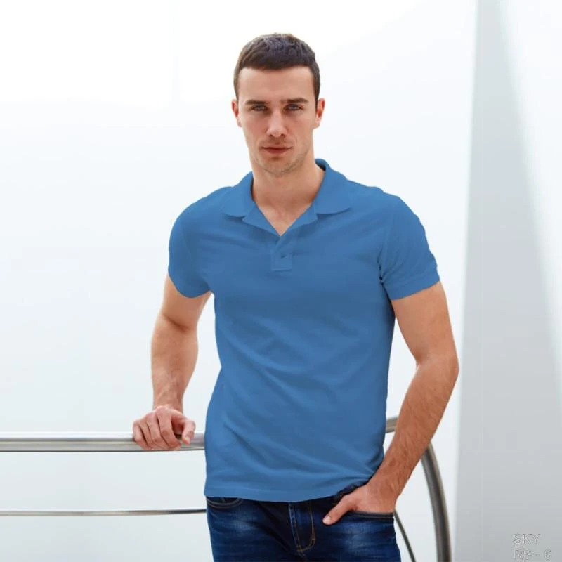Sky Plain Collar Polo T-shirt - 100% Cotton Unisex - 260 GSM