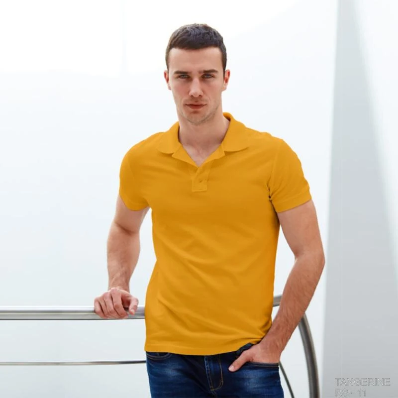 Tangerine Plain Collar Polo T-shirt - 100% Cotton Unisex - 260 GSM
