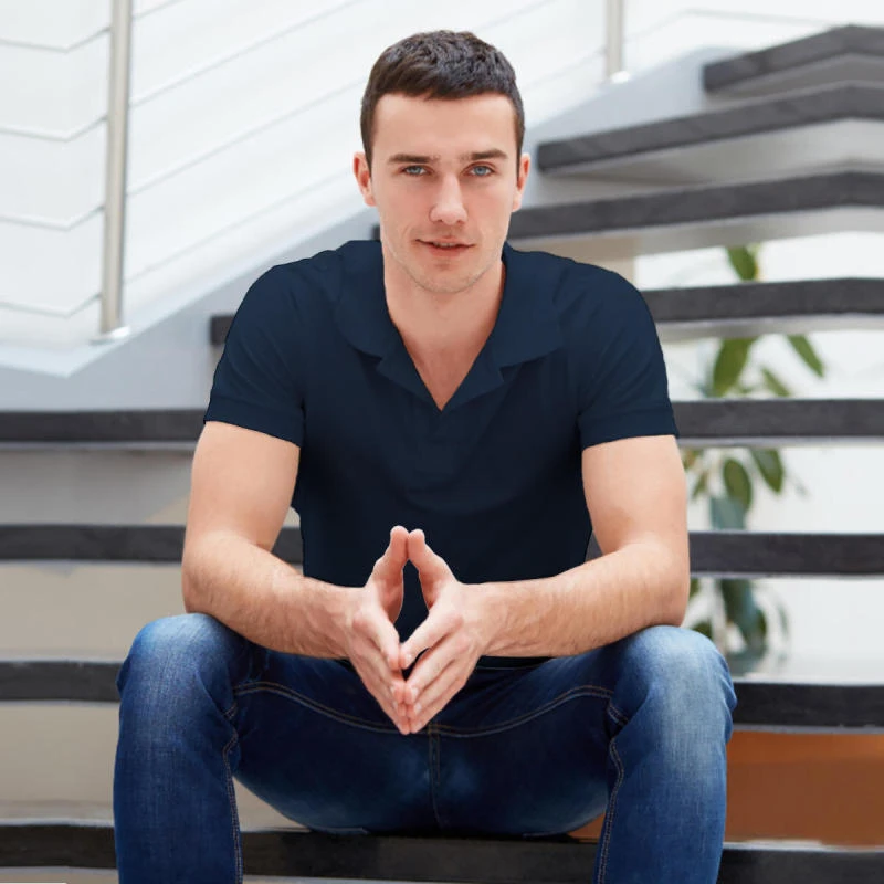 True Navy Plain Collar Polo T-shirt - 100% Cotton Unisex - 260 GSM product image