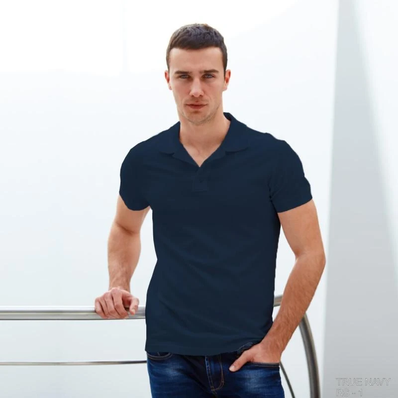 True Navy Plain Collar Polo T-shirt - 100% Cotton Unisex - 260 GSM