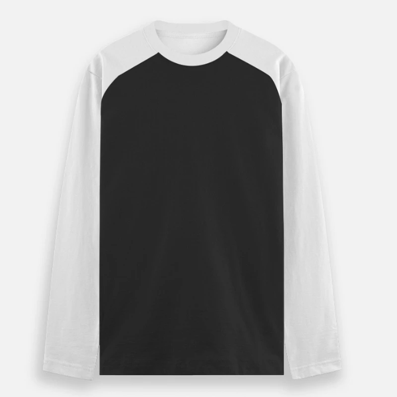 White Black Plain Raglan Full Sleeve Round Neck T-shirt
