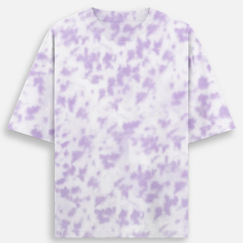 White Lavender Plain Tie Dye Oversized Round Neck T-Shirt - 260 GSM Unisex