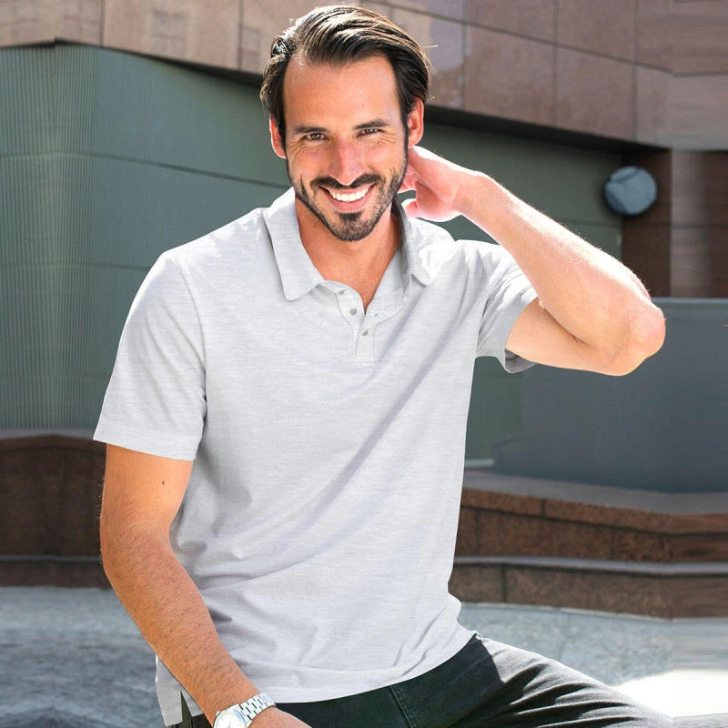 White Melange Plain Collar Polo T-shirt - 100% Cotton Unisex - 230 GSM product image